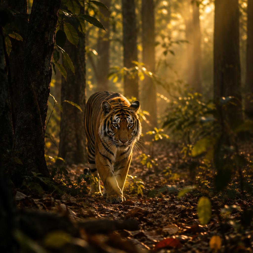 Forest scenery at Kanha National Park reached by taxi from Jabalpur